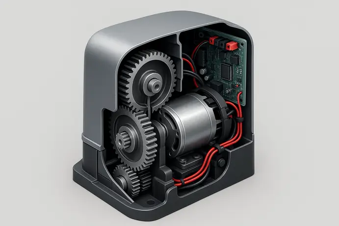 מבנה פנימי של מנוע לשער חשמלי