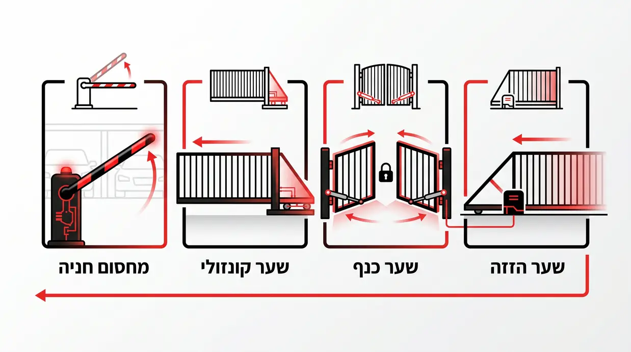 השוואה בין סוגי שערים חשמליים: הזזה, כנף, קונזולי ומחסום