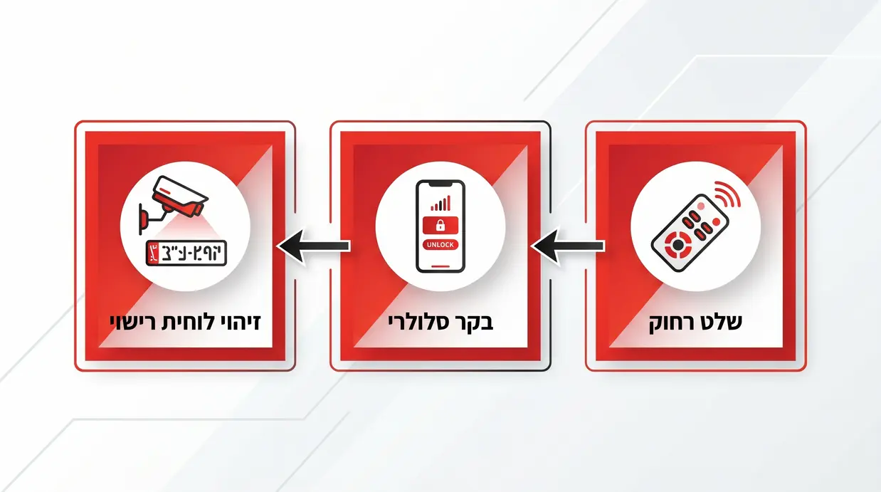 אינפוגרפיקה המציגה אפשרויות פתיחה שונות למחסום זרוע חשמלי