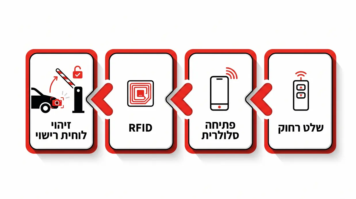 אינפוגרפיקה המציגה את שלבי פתיחת המחסום לפי טכנולוגיות שונות