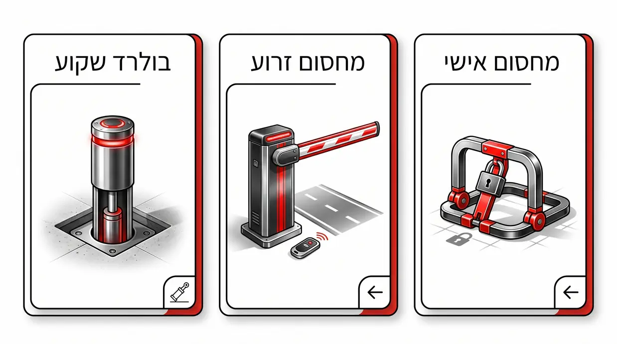 השוואה בין מחסום חניה אישי, מחסום זרוע ובולרד שקוע