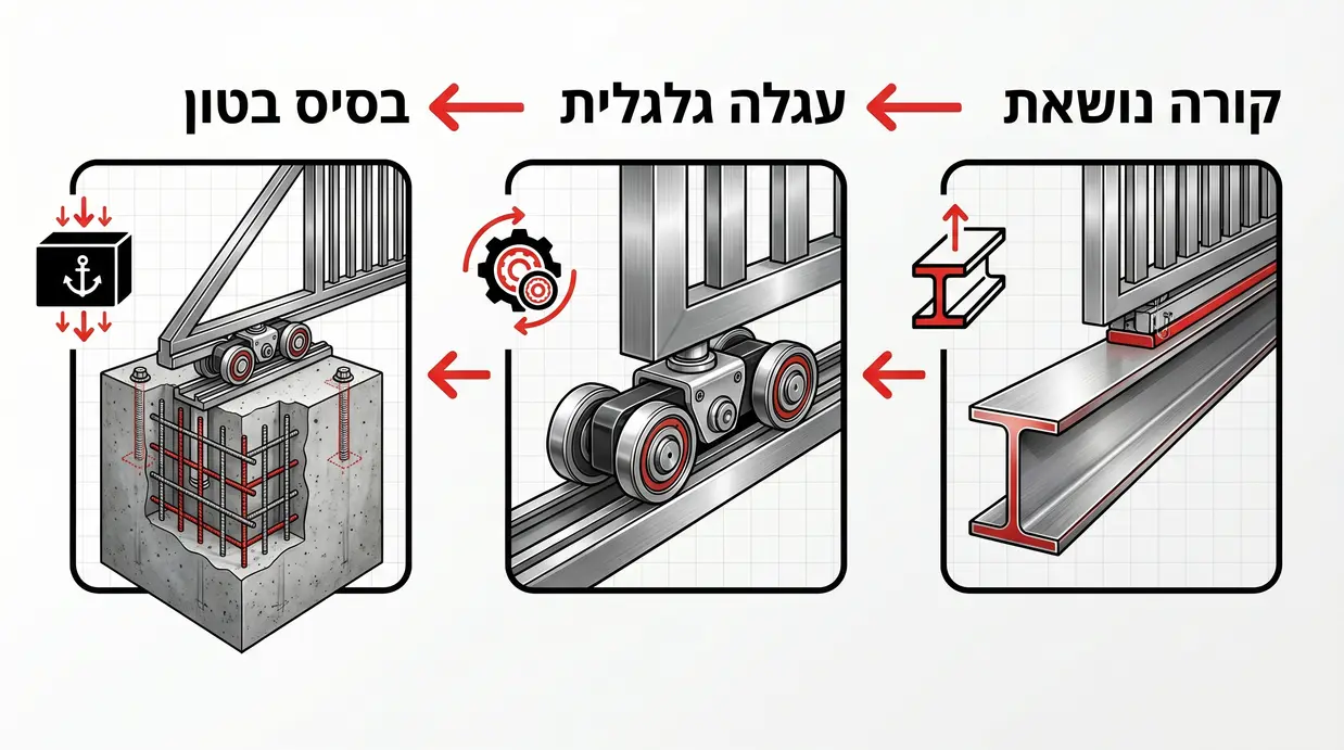 תרשים בעברית המציג את עקרון הפעולה של שער קונזולי