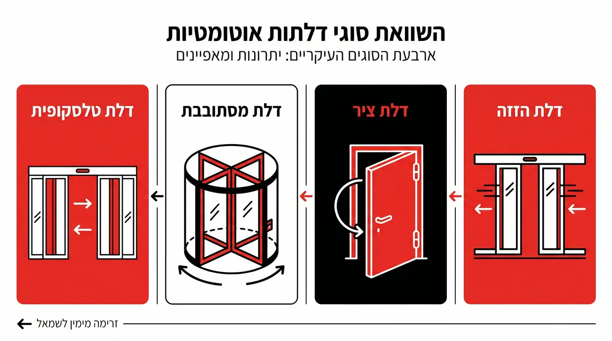 השוואה בין סוגים שונים של דלתות אוטומטיות בישראל