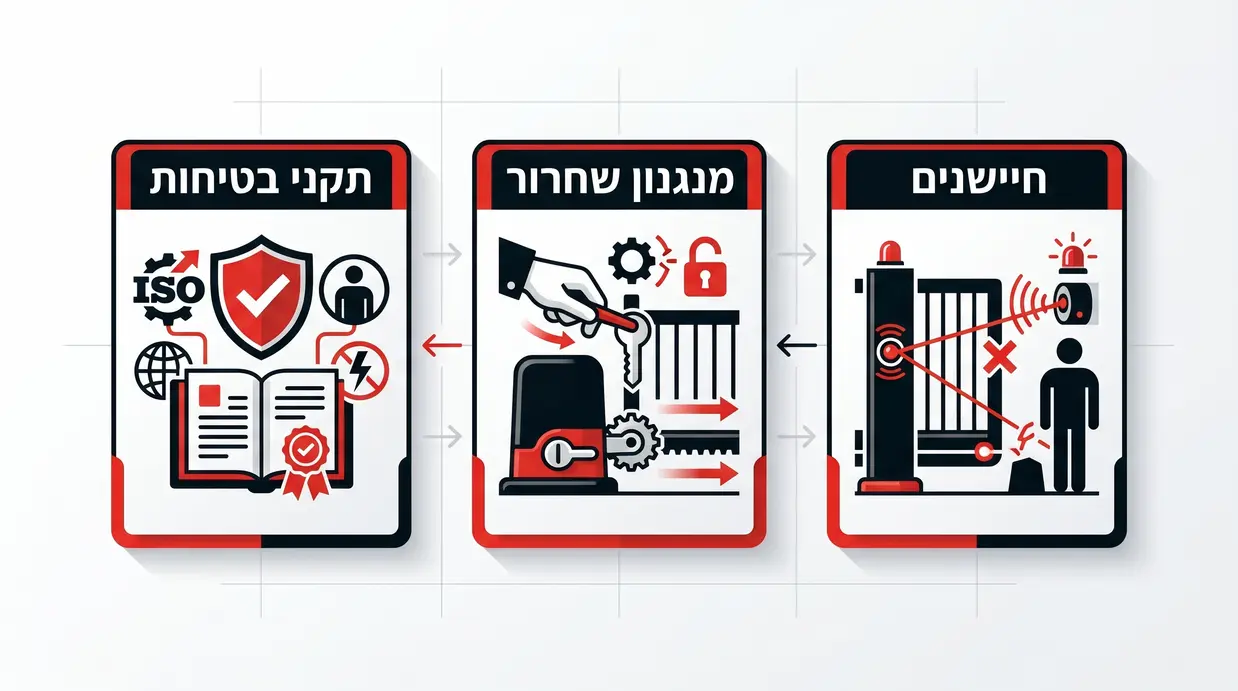 תרשים בטיחות לשער קונזולי חשמלי עם חיישנים ותקנים