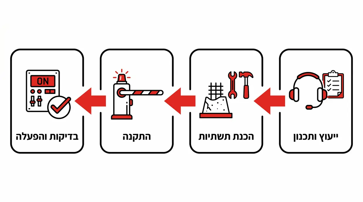 תרשים תהליך התקנת מחסום חשמלי