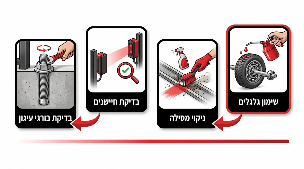אינפוגרפיקה בעברית של פעולות תחזוקה לשער חשמלי