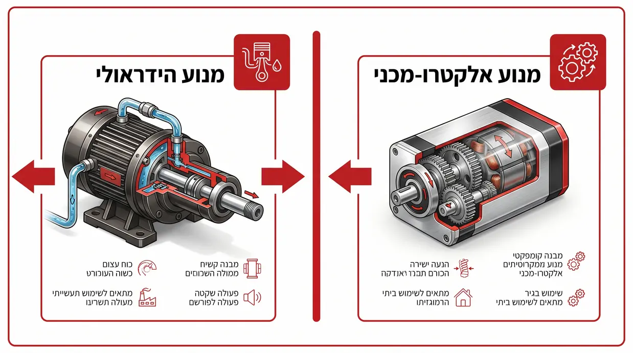 השוואה בין מנוע אלקטרו-מכני למנוע הידראולי לשער חשמלי