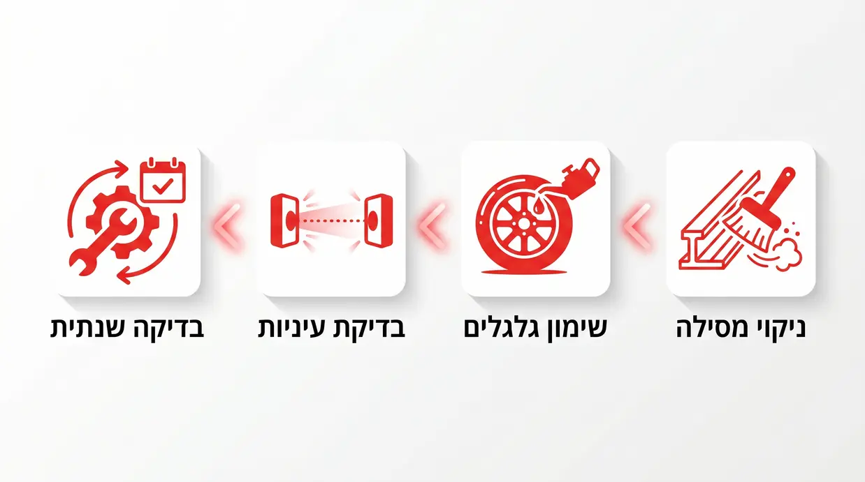 אינפוגרפיקה בעברית של פעולות תחזוקה מונעת לשער חשמלי