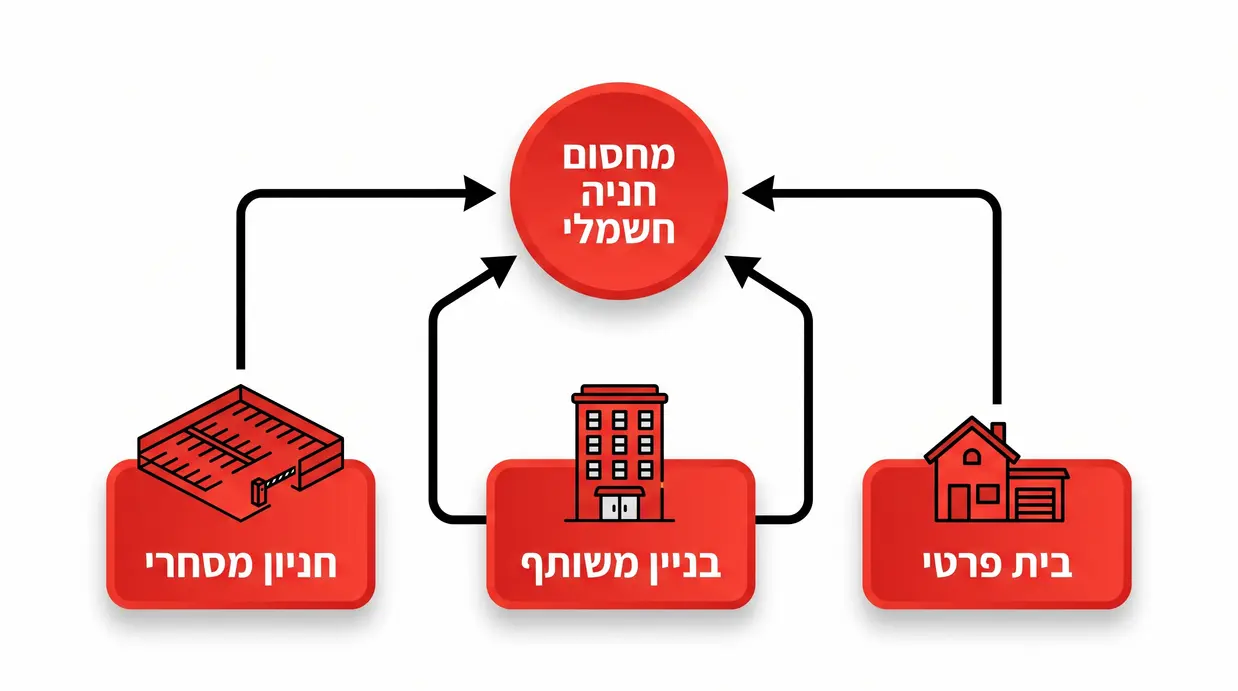 מפת מושגים המציגה התאמת סוג המחסום לסוג הנכס