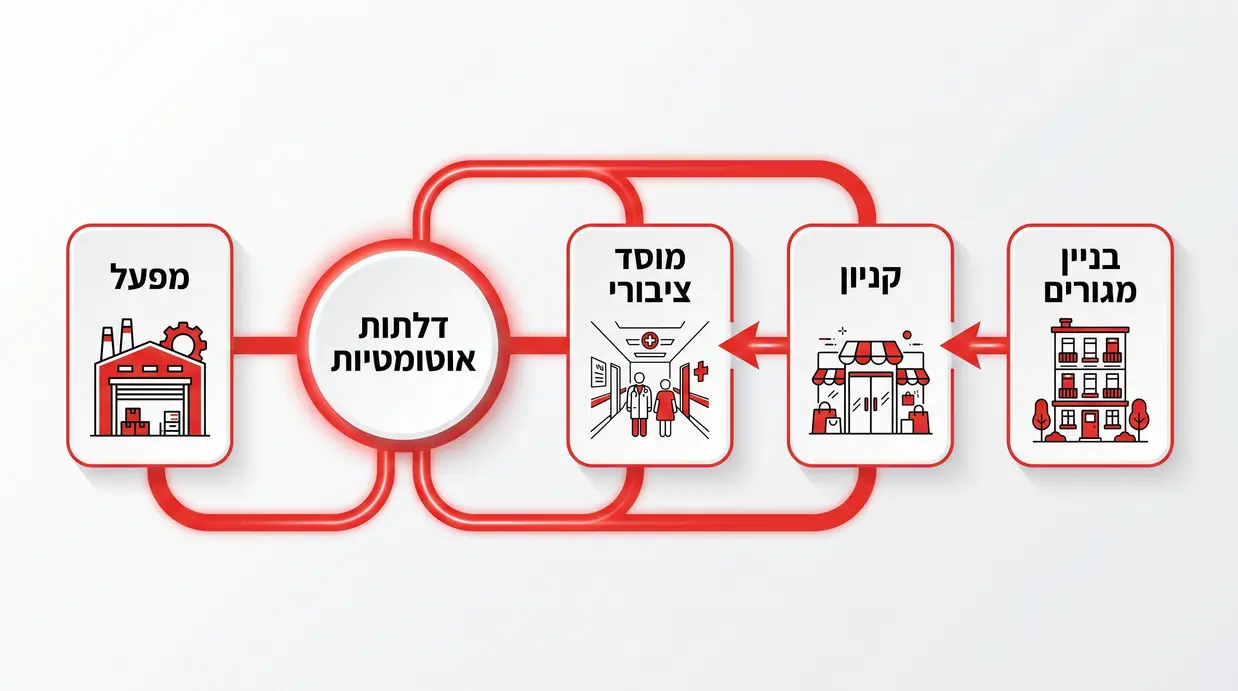 תרשים התאמה בין סוג נכס לסוג הדלת האוטומטית המתאימה