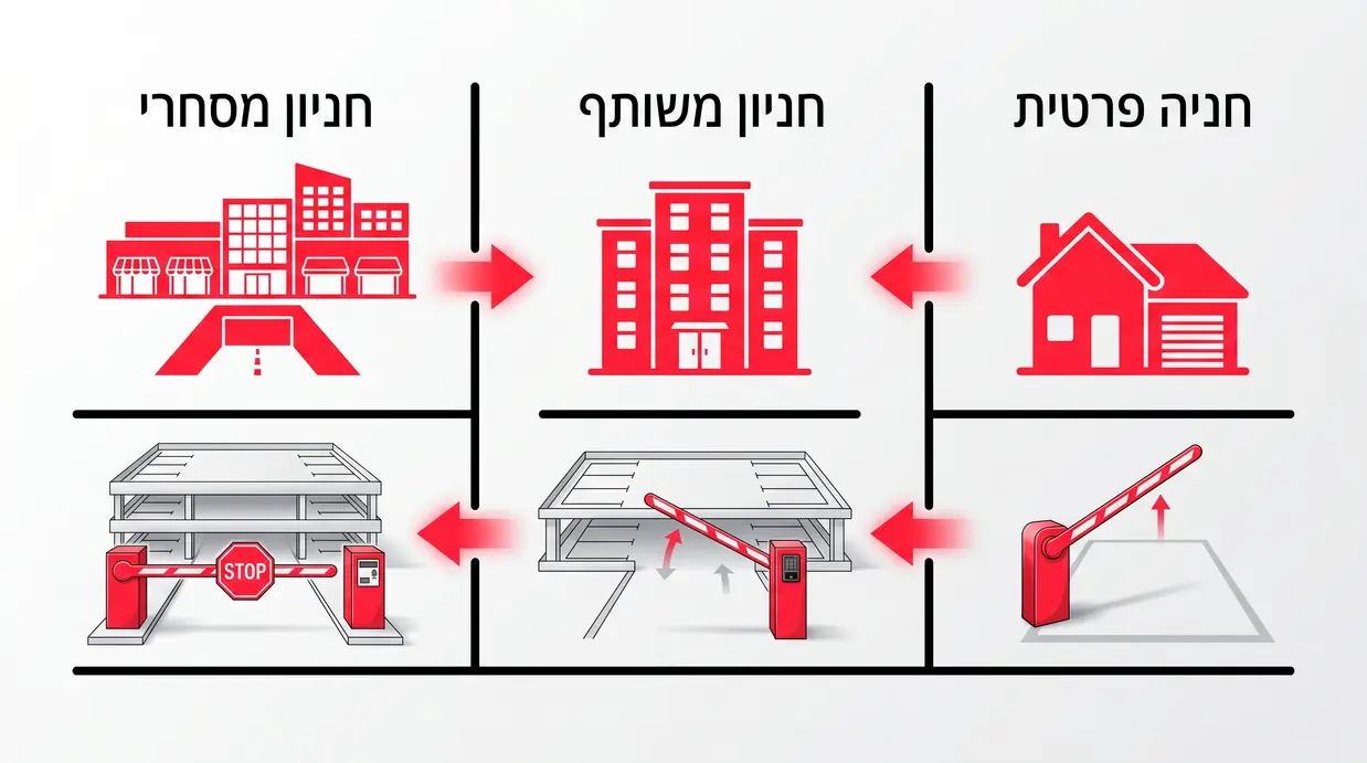 השוואה בין חניה פרטית, חניון משותף וחניון מסחרי
