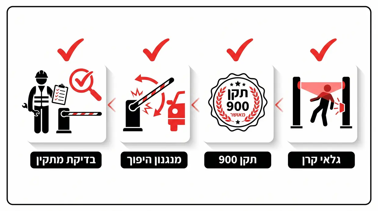 אינפוגרפיקה בעברית עם רשימת בדיקות בטיחות למחסום חשמלי