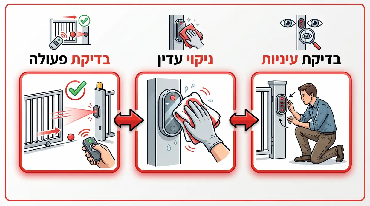 תהליך ניקוי עיניות של שער חשמלי בשלושה שלבים