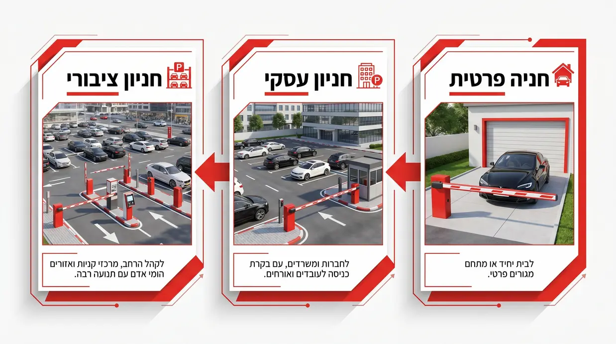 השוואה בין מחסום לחניה פרטית, עסקית וציבורית